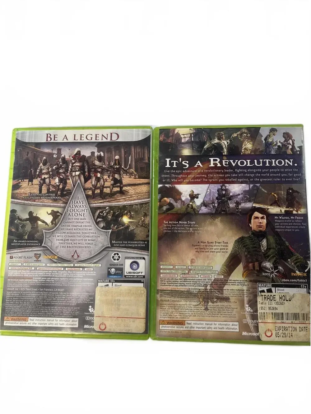 Xbox 360 Games 3 Disc Lot- Fable III Assassin's Creed Brotherhood Street Fighter